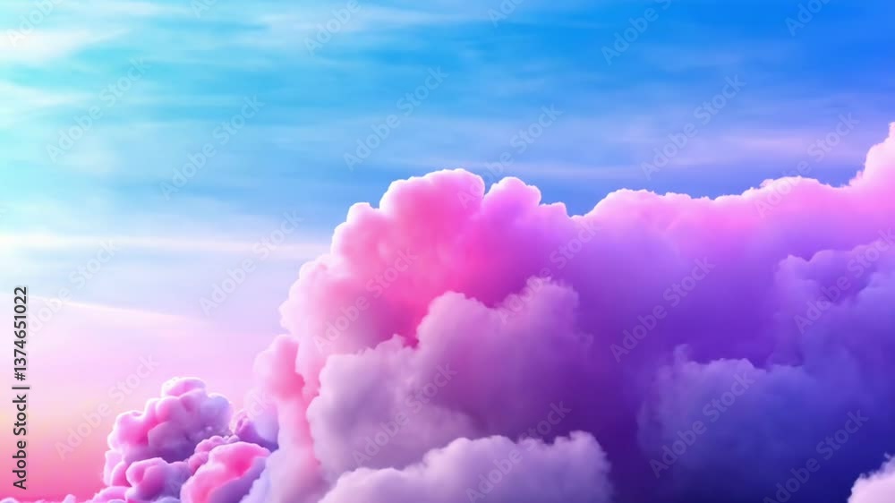 Pink and purple cloudscape evolving in a vibrant sky