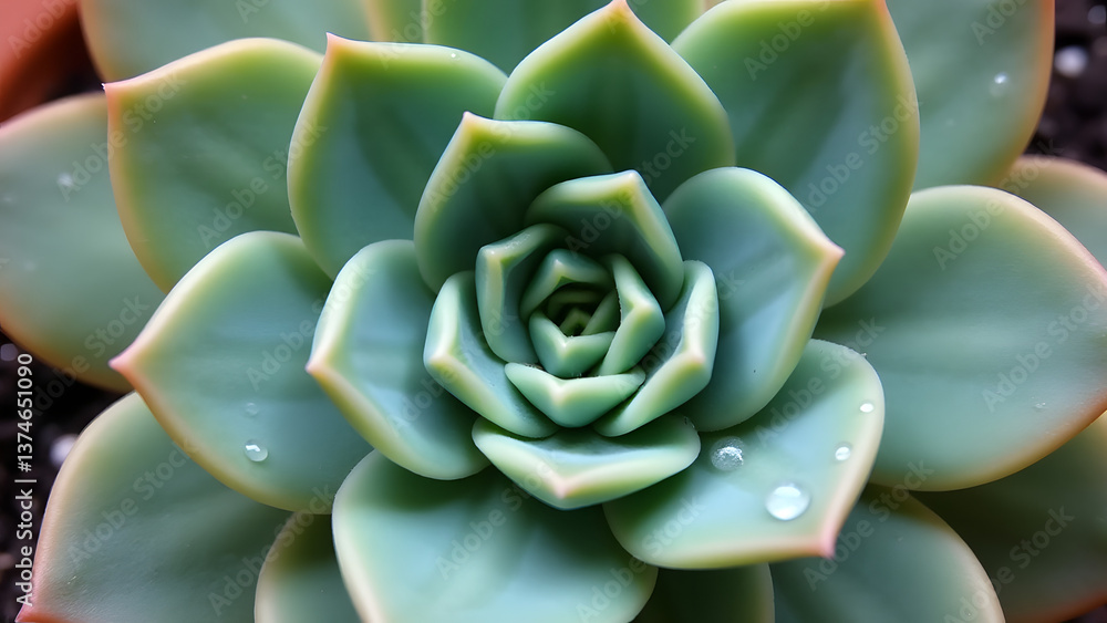 Water droplets follow the perfect mathematical symmetry of an Echeveria rosette, creating living geometric art. Water droplets follow the perfect mathematical symmetry of an Echeveria rosette, creating living geometric art.