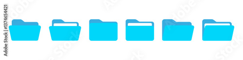 Folder icon. Opened folder vector set. Doc file sign. Isolated folder icon. Computer doc file sign.