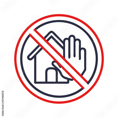 No Soliciting Sign Icon in Red and Blue Design  