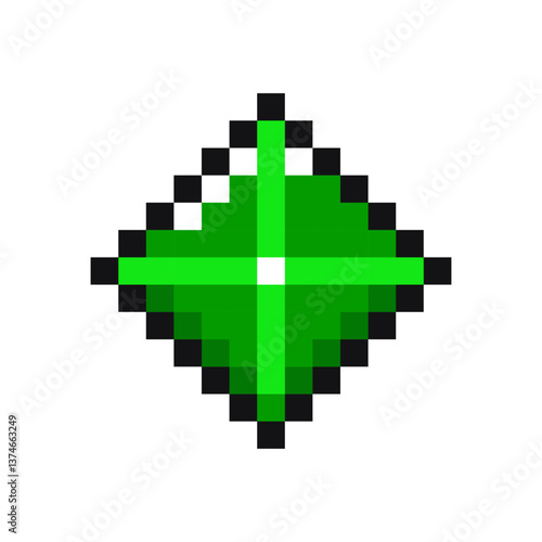 Gemstone - pixel gaming item, crystal 8 bit game resource, pixel art crystal icon, gemstone game pixel element.