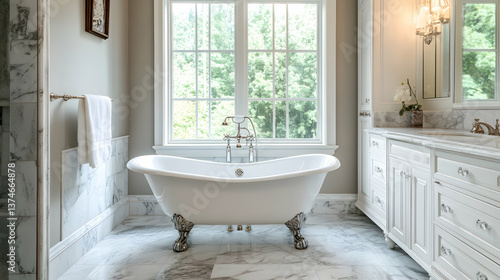 Traditional Bathroom Clawfoot Tub Marble Vanity