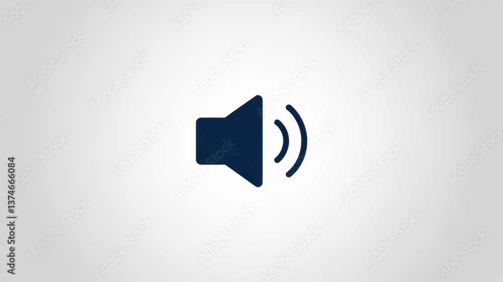 Minimalist speaker icon with sound waves on a clean white background Minimalist speaker icon with sound waves on a clean white background