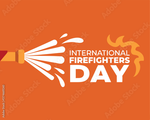 Hand holding a fire hose nozzle spraying water for International Firefighters Day.