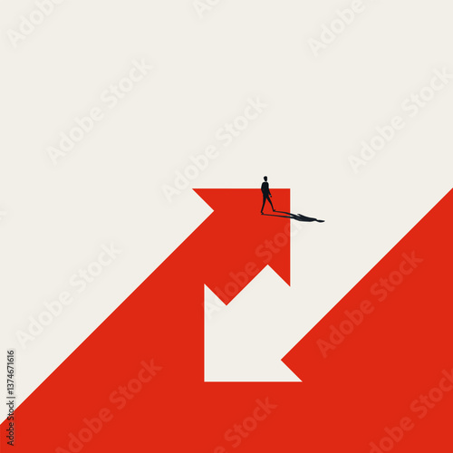 Business career growth vector concept. Symbol of overcoming challenge, success, ambition. Minimal design eps10 illustration.