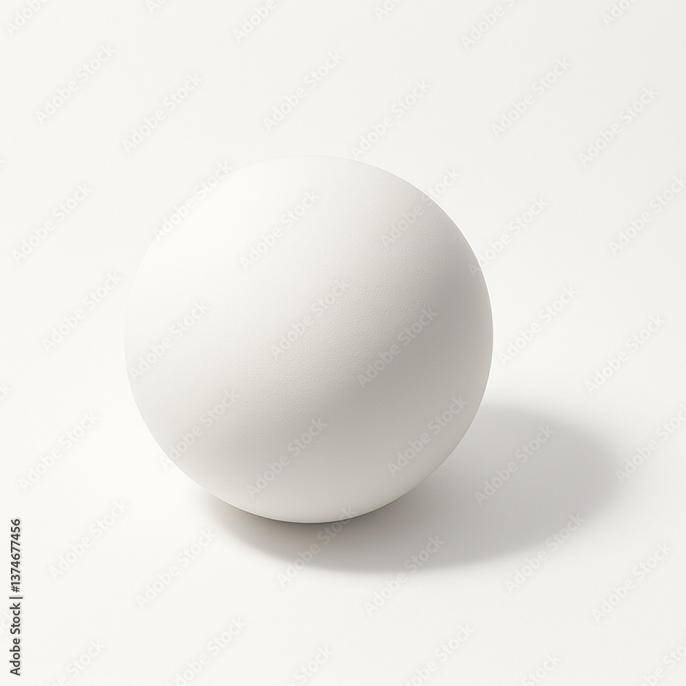 Minimalist white matte sphere casting soft shadow on light neutral background in studio lighting Minimalist white matte sphere casting soft shadow on light neutral background in studio lighting