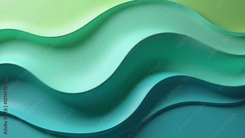 Three dimensional render of green and blue wavy pattern Three dimensional render of green and blue wavy pattern
