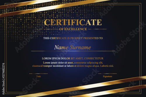 Elegant Dark Blue and Gold Certificate of Excellence (1)