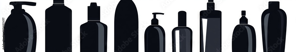 Obraz premium A collection of soap and packaging icons, showcased in a contemporary illustration style, set against a clean white backdrop, ideal for incorporation into presentations or design endeavors, with