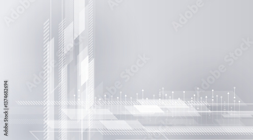 Wide Cyber security internet and networking concept. Hi-tech vector illustration with various technology elements. Abstract global sci-fi concept. Digital internet communication on grey background.