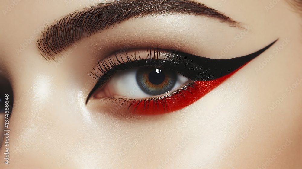 Obraz premium a close up of an eye with winged eyeliner 