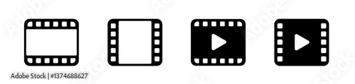 Video movie clip icon set. Film multimedia symbol. Vector illustration