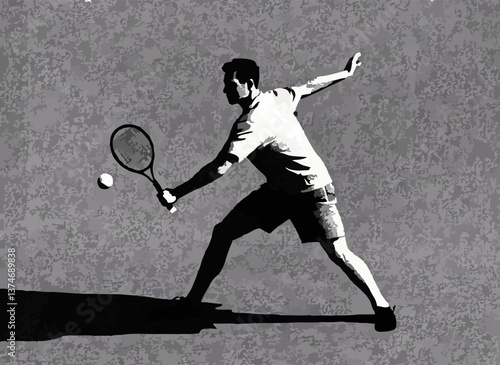 abstract illustration Tennis inrtnational black and white sports