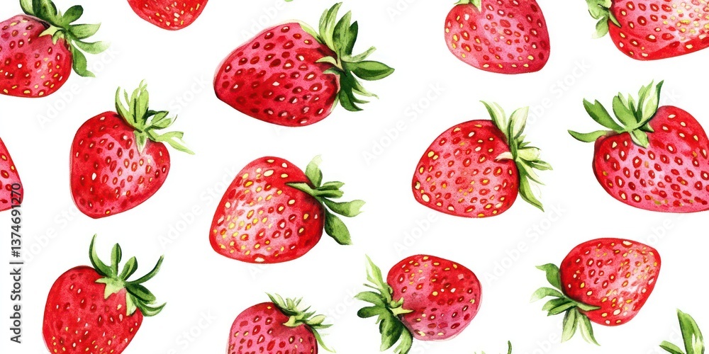 a close-up shot of ripe, juicy strawberries against a white background, watercolor illustration a close-up shot of ripe, juicy strawberries against a white background, watercolor illustration