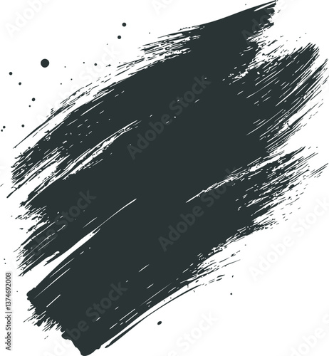 Black ink brush stroke isolated on white