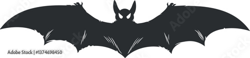 Black bat silhouette with outstretched wings, symbolizing mystery and nocturnal wildlife.