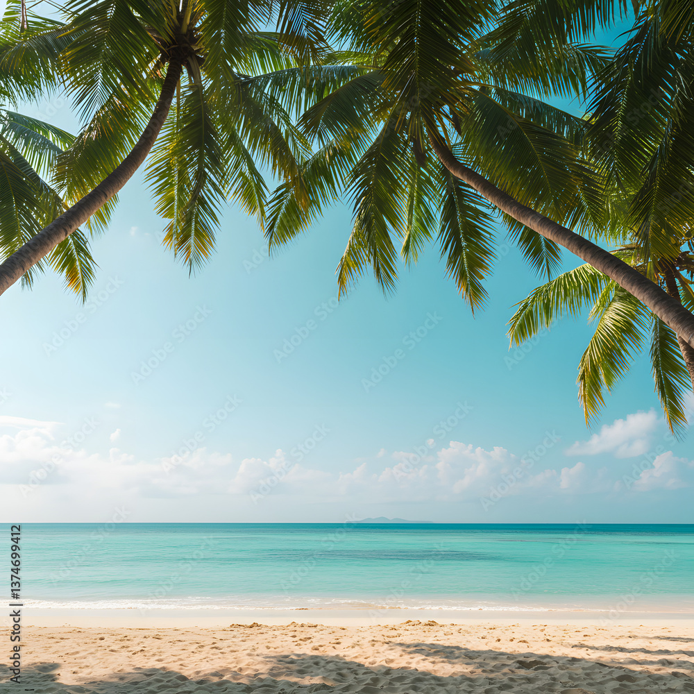 tropical beach with palm trees. tropical beach with palm trees.