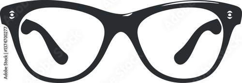 Black silhouette of stylish eyeglasses, showcasing a classic and modern design.