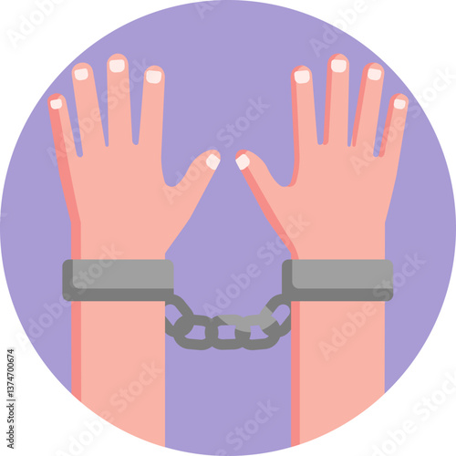 Handcuffs: A pair of metal restraints used to secure a person's wrists together, often worn by prisoners or detainees.