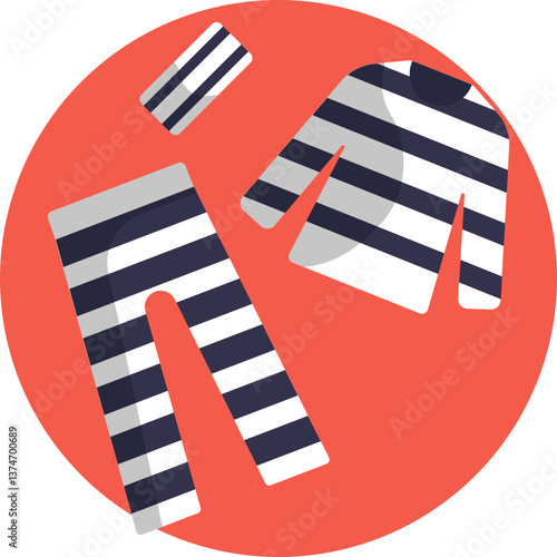 A standard uniform worn by prisoners for identification and uniformity in prisons.