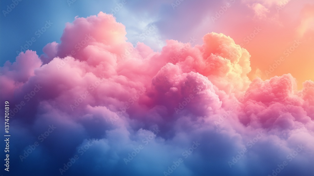 Watercolor-style soft cotton clouds with dreamy pastel hues, Watercolor-style soft cotton clouds with dreamy pastel hues,