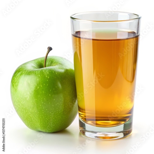 green apple juice on white background, isolated