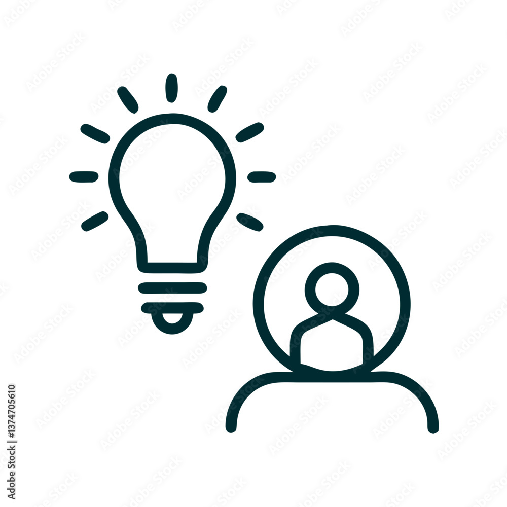 Concept of Inspiration with Lightbulb and Person Illustration Concept of Inspiration with Lightbulb and Person Illustration