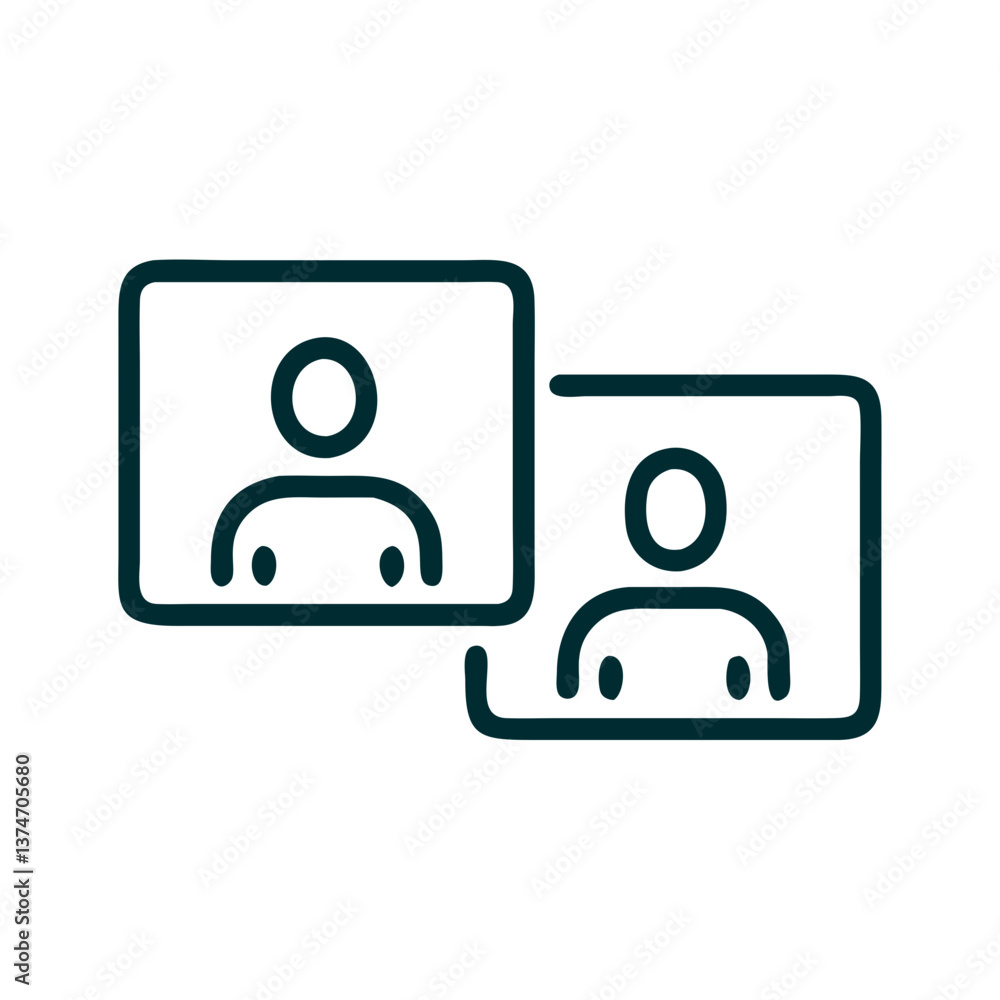Iconic representation of two user profiles in minimalist style Iconic representation of two user profiles in minimalist style