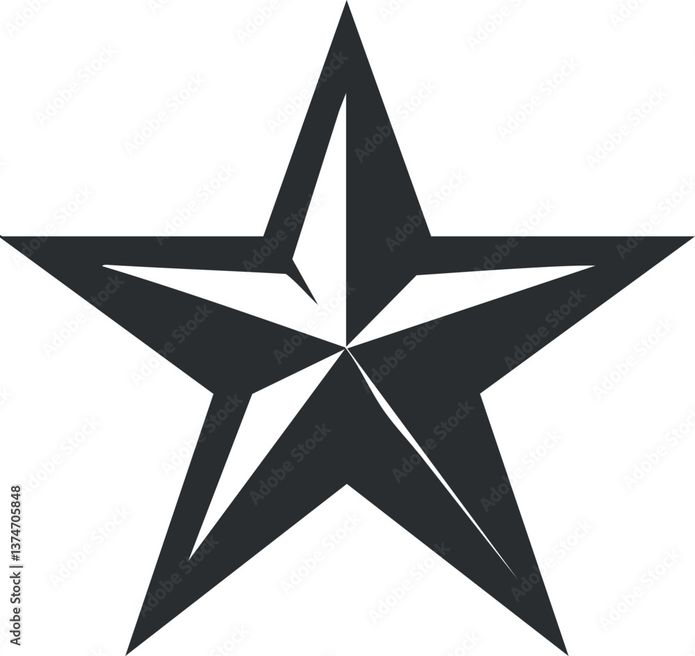 Fototapeta premium Black five-pointed star icon with a modern, geometric design for versatile graphic use.