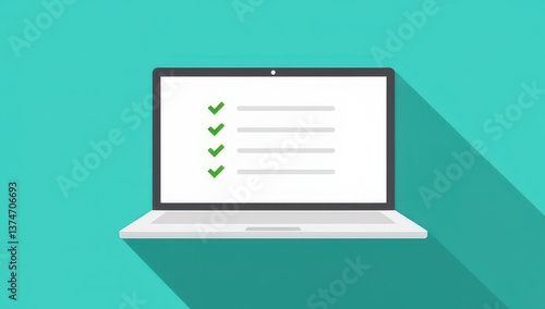 Laptop Screen Showing Checklist with Checkmarks