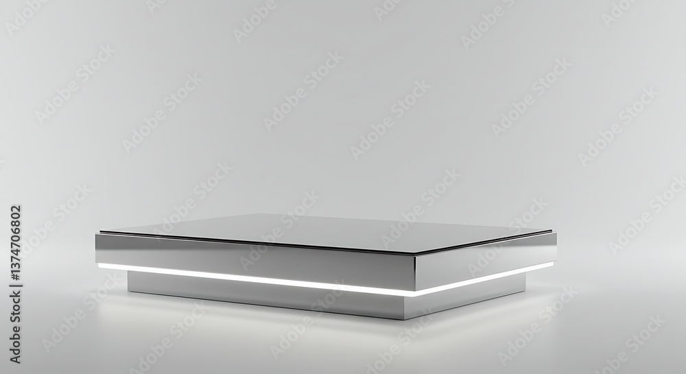Modern Silver Coffee Table with Led Lighting on White Background Modern Silver Coffee Table with Led Lighting on White Background
