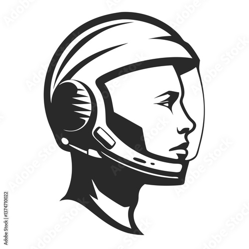 Astronaut's Gaze: A striking monochrome portrayal of an astronaut, capturing the spirit of exploration and the vast unknown, highlighting the focus on future and space travel.