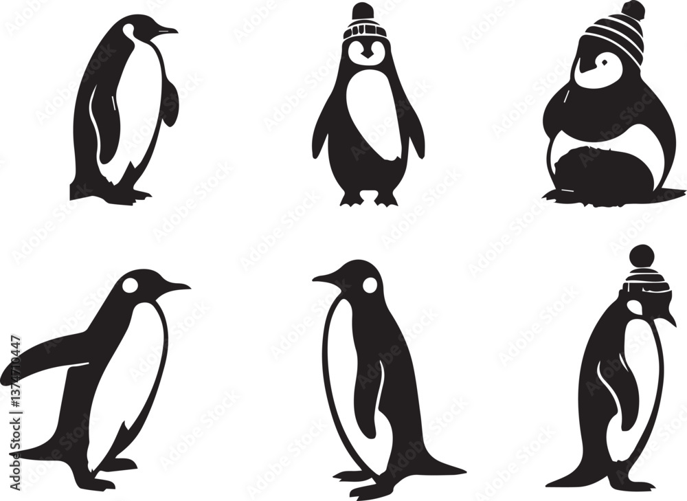 Obraz premium Penguin silhouette vector EPS SET