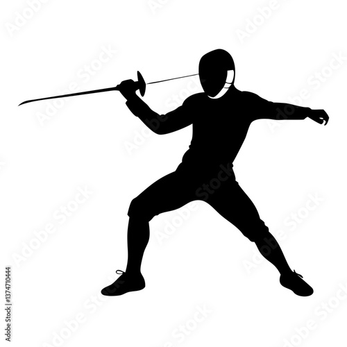 Silhouette of a Fencer in Action: This striking image captures the dynamism of a fencer poised in the heat of the sport, a silhouette of strength, precision, and unwavering focus.