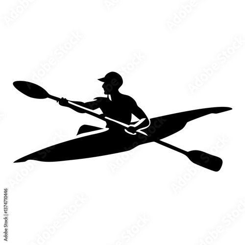 Kayaking Silhouette: The silhouette of a person skillfully navigating a kayak, showcasing a harmonious blend of athleticism and nature, in a monochromatic portrayal of watersport