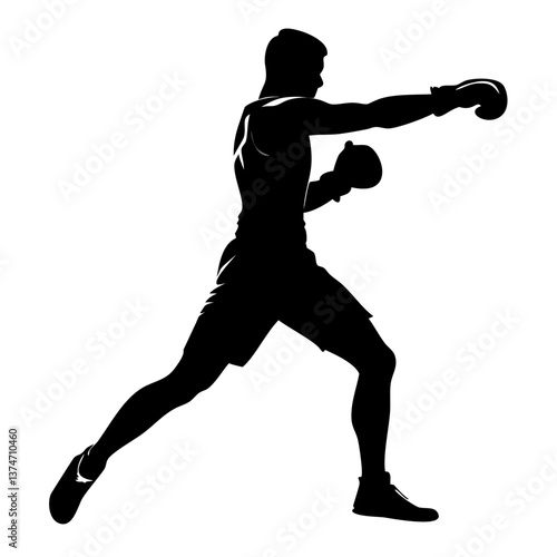 Shadow Boxer: A strong and fit boxer silhouette executes a precise punch, embodying strength, skill, and determination in a powerful display of the sweet science.