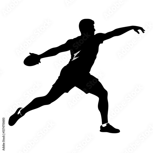 The Silhouette of the Throw: A powerful silhouette captures the peak action of a discus thrower, poised in mid-motion, showcasing the grace and strength of the athlete. 