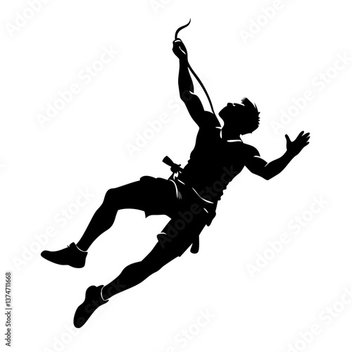 Reach for The Top: An athlete, silhouetted against a stark backdrop, embarks on a daring ascent, embodying the spirit of challenge and human determination.