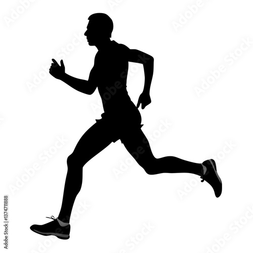 Dynamic stride: A powerful silhouette of a runner is captured mid-action against a pristine background, evoking motion and athletic prowess.