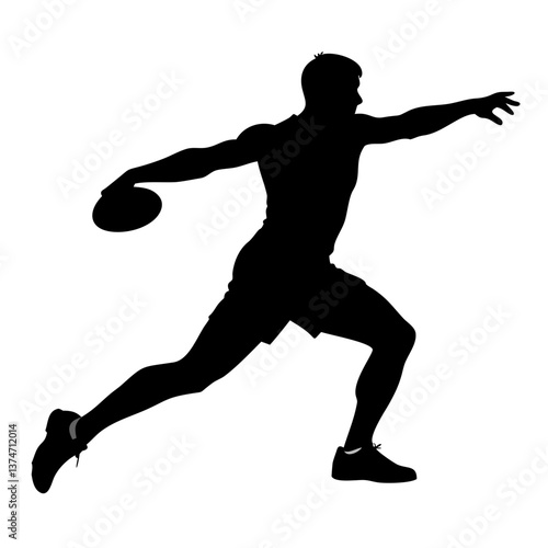 Disc Thrower Silhouette: A dynamic silhouette captures the essence of a discus thrower in mid-action, highlighting the power and precision of the athlete, ready to propel the disc towards victory.