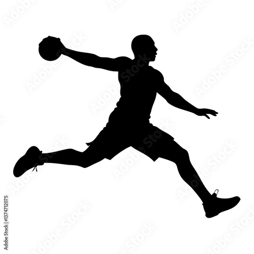 Silhouette Slam Dunk: A dynamic silhouette captures a basketball player mid-air, poised for a powerful slam dunk, embodying the intensity, skill, and athleticism of the sport.
