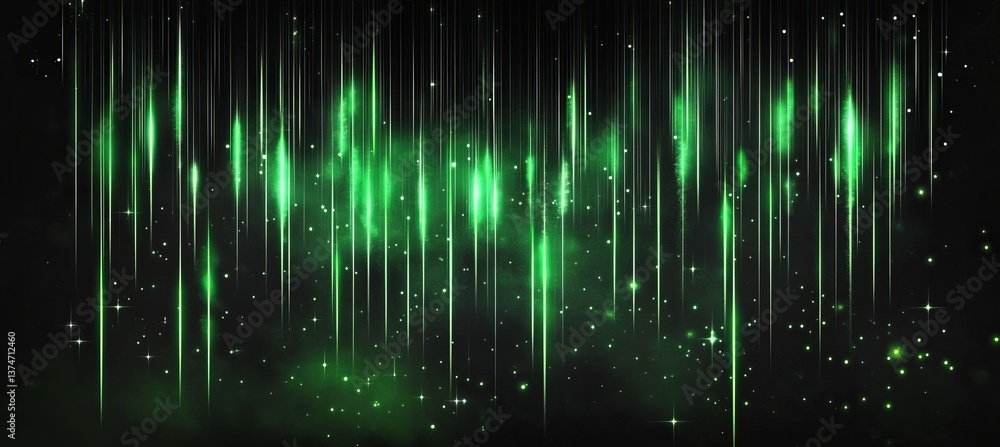 Falling Green Digital Rain on Black Green Abstract Background. Shining Glowing Lines Backdrop Falling Green Digital Rain on Black Green Abstract Background. Shining Glowing Lines Backdrop