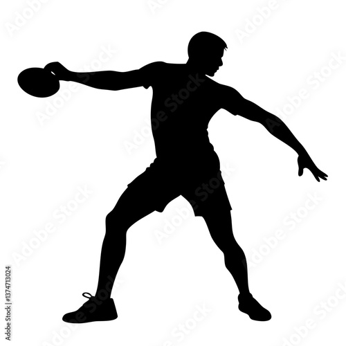 Discus Thrower Silhouette: A strong athlete is captured mid-throw, showcasing strength and athleticism in a powerful silhouette.