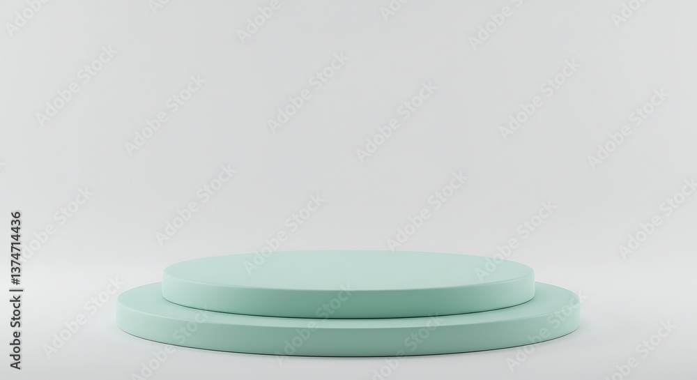 Two Tiered Round Mint Green Display Stand on White Background Two Tiered Round Mint Green Display Stand on White Background