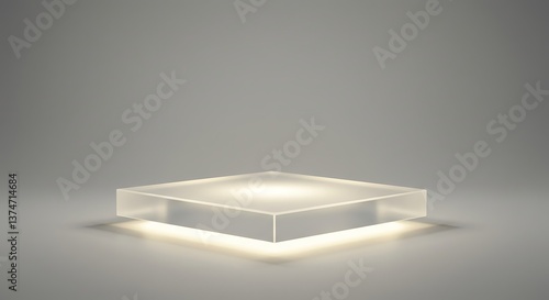 Illuminated Frosted Glass Square Platform Perfect for Product Display