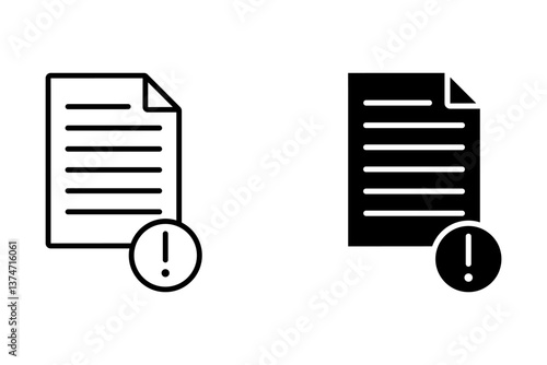 Document warning icon set. Exclamation mark. Warning Information sign symbol template for graphic and web design collection logo vector illustration