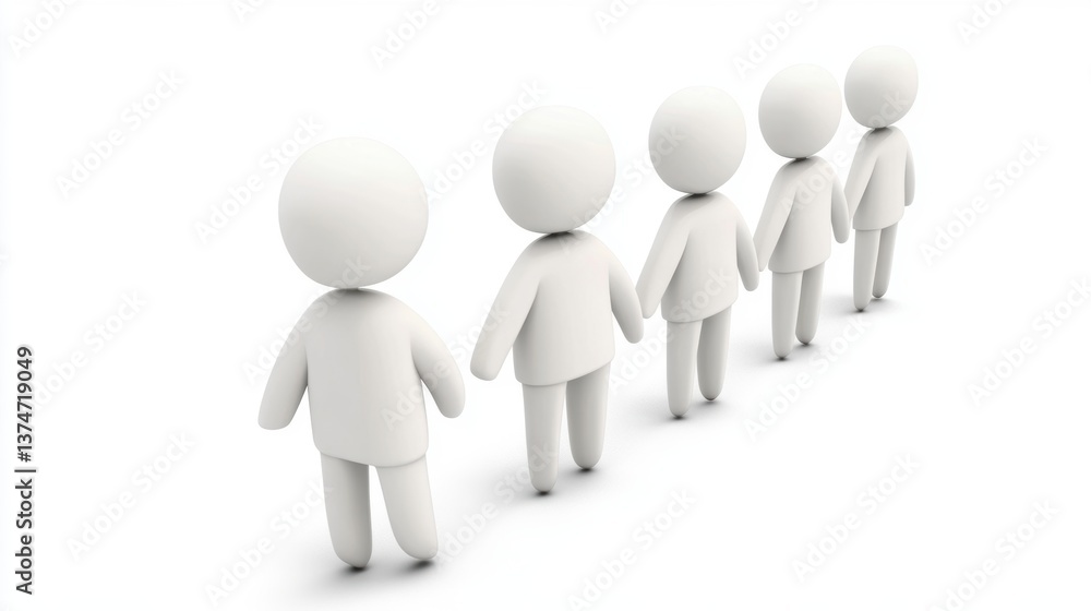 A creative depiction of minimalistic figures lined up, symbolizing teamwork, planning, or waiting, Ideal for use in presentations, articles on organization, or concepts related to collective behavior A creative depiction of minimalistic figures lined up, symbolizing teamwork, planning, or waiting, Ideal for use in presentations, articles on organization, or concepts related to collective behavior