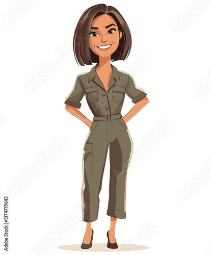 Happy middle-aged Latina woman with a bob hairstyle enjoying a sunny day at the park while wearing a stylish outfit