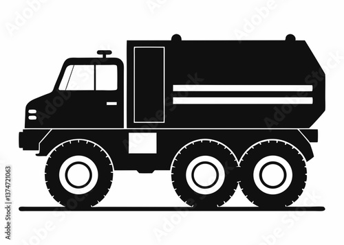 White background with isolated dump truck for construction and transportation