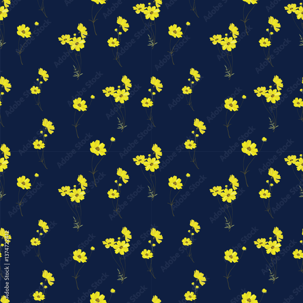 Seamless floral pattern on blue background Seamless floral pattern on blue background